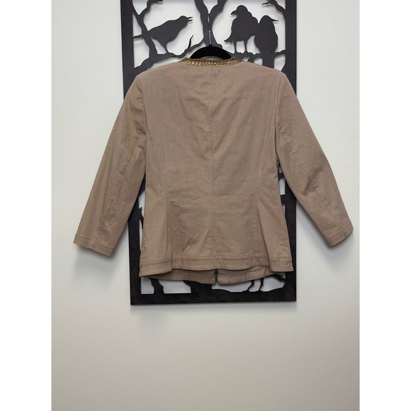 Lafayette 148 New York Double Zipper Moto Style Gold Detail Jacket Size 4 - Picture 2 of 7